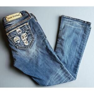 Rock Revival Women's Jeans Sapphire Mid-Rise Stretch Boot Embellished size 32